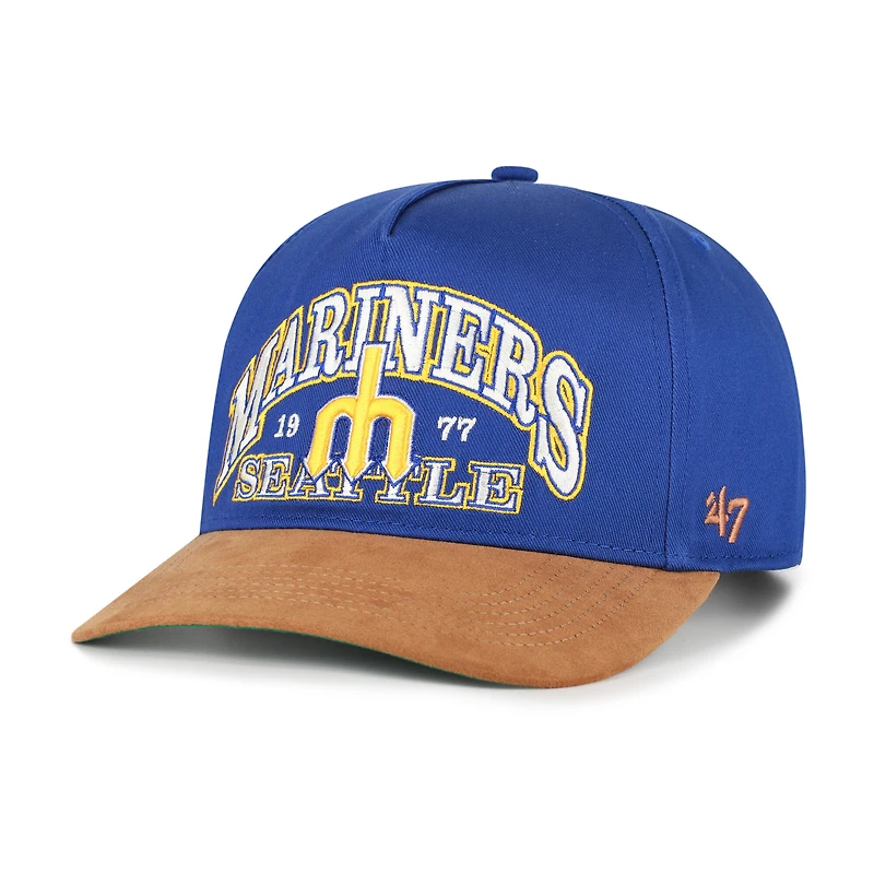 Casquette ajustable en daim Seattle Mariners Cooperstown Break Wood, modèle 47 Royal/Brown