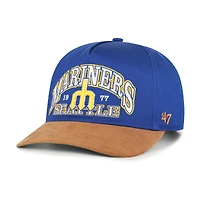 Casquette ajustable en daim Seattle Mariners Cooperstown Break Wood, modèle 47 Royal/Brown