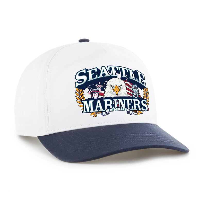 Men's '47 White/Navy Seattle Mariners Americana Eagle Hitch Adjustable Hat