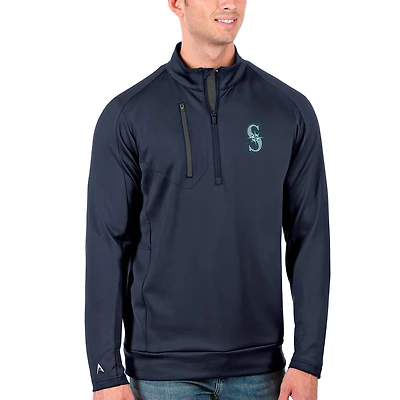 Men's Antigua Navy/Gray Seattle Mariners Generation Quarter-Zip Pullover Jacket