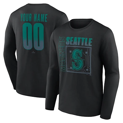 Men's Black Seattle Mariners Home Field Pop Personalized Name & Number Long Sleeve T-Shirt