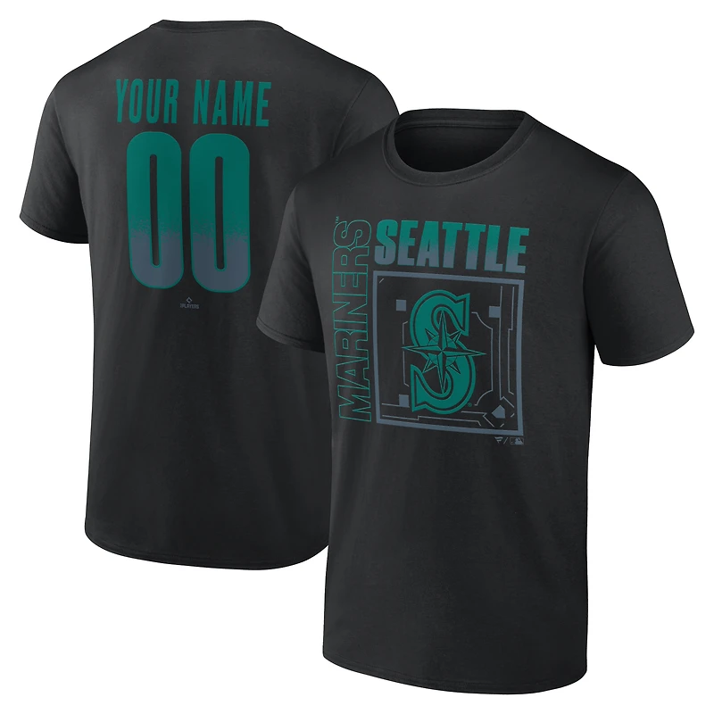 T-shirt noir pour homme Seattle Mariners Home Field Pop personnalisé avec nom et numéro