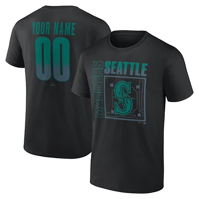 T-shirt noir pour homme Seattle Mariners Home Field Pop personnalisé avec nom et numéro