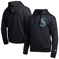 Sweat à capuche zippé noir Champion Seattle Mariners All-Star pour homme