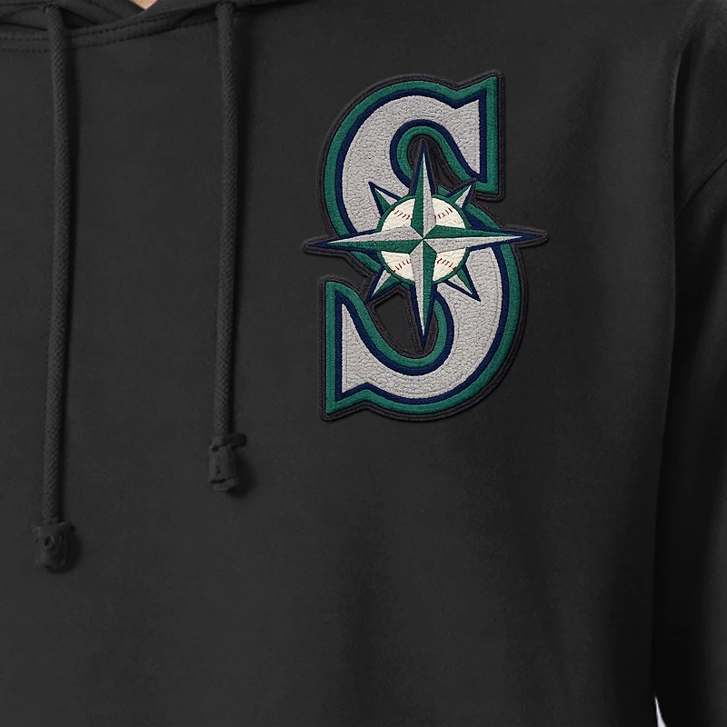 Men's Champion  Black Seattle Mariners Reverse Weave Chenille Hoodie