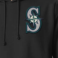 Men's Champion  Black Seattle Mariners Reverse Weave Chenille Hoodie