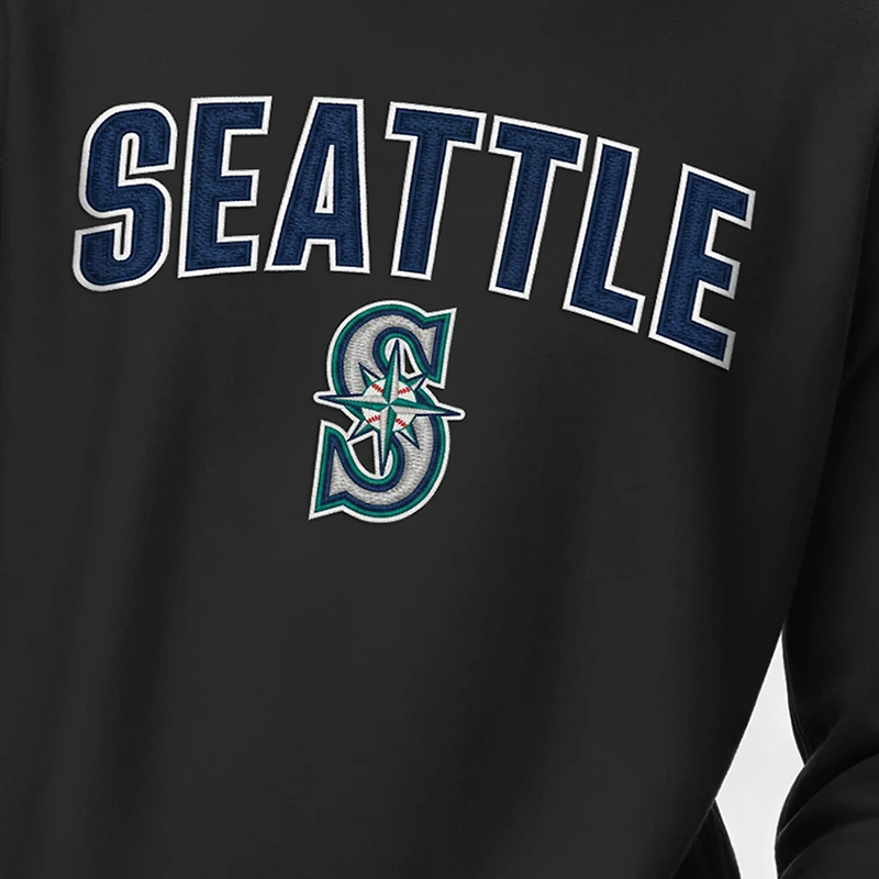 Men's Champion  Black Seattle Mariners Reverse Weave Chenille Sweatshirt