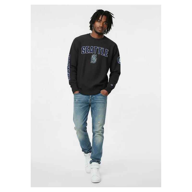 Sweat-shirt Champion noir Seattle Mariners en chenille à tissage inversé pour homme