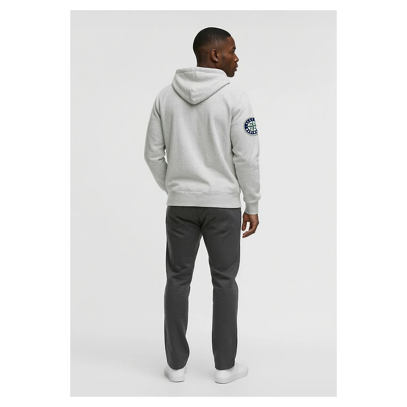Sweat à capuche zippé Champion gris Seattle Mariners pour homme, en chenille tissée inversée.