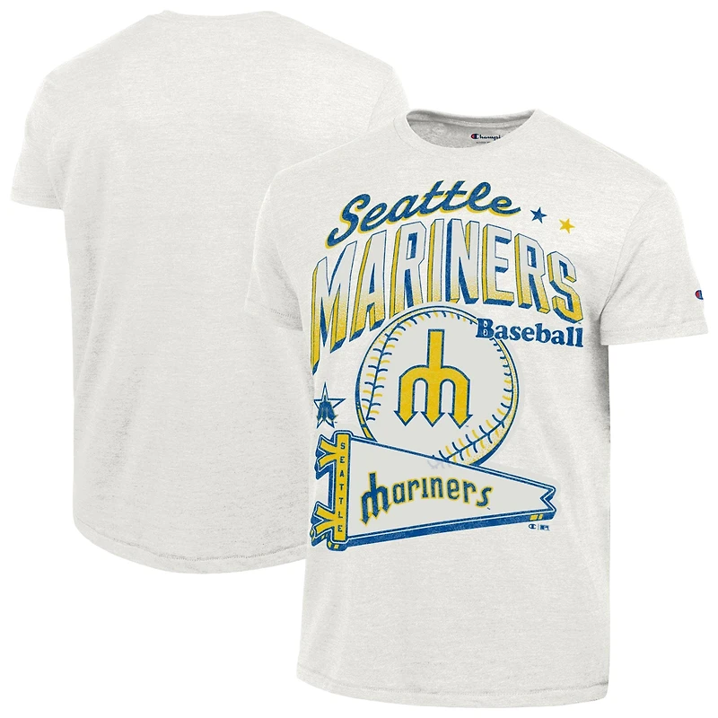T-shirt Champion blanc Seattle Mariners Winning Tradition Cooperstown Tri-Blend pour homme