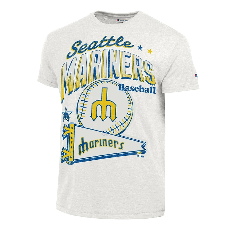 Men's Champion  White Seattle Mariners Winning Tradition Cooperstown Tri-Blend T-Shirt