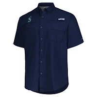 Men's Columbia Navy Seattle Mariners Tamiami Omni-Shade Button-Down Shirt