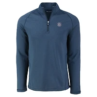Men's Cutter & Buck Heather Navy Seattle Mariners Peshastin Eco Fleece Recycled Raglan Quarter-Zip Top