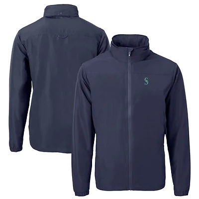 Men's Cutter & Buck Navy Seattle Mariners Charter Eco Recycled Full-Zip Jacket