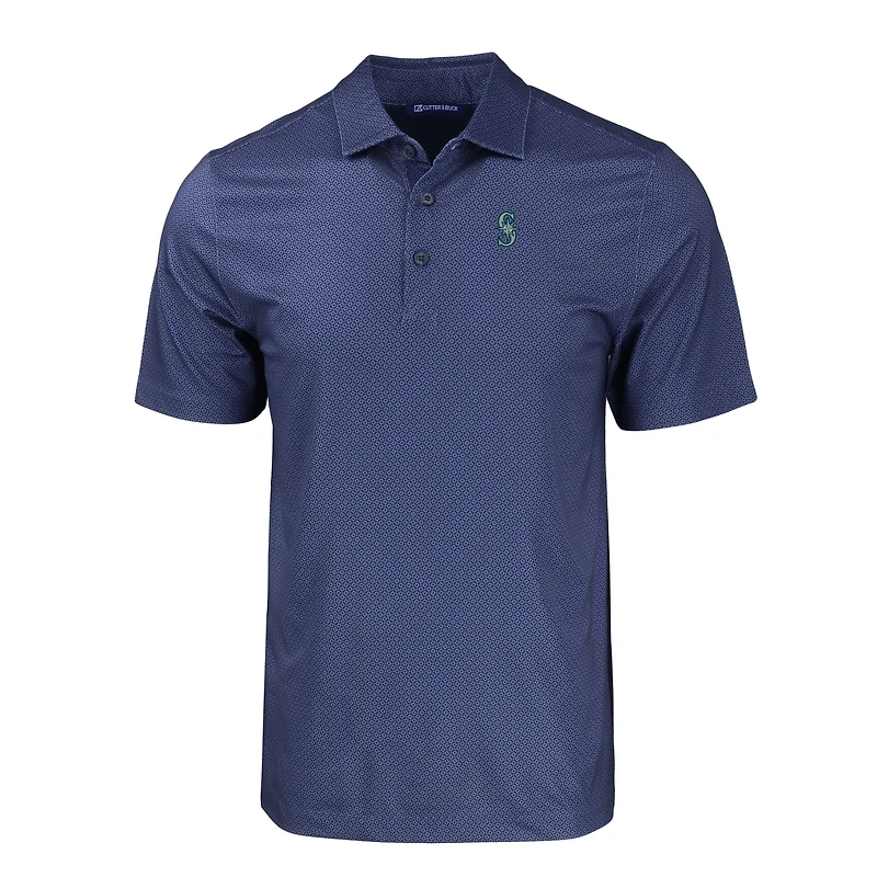 Polo extensible recyclé à imprimé géométrique ton sur Cutter & Buck bleu marine des Seattle Mariners Pike Eco pour homme
