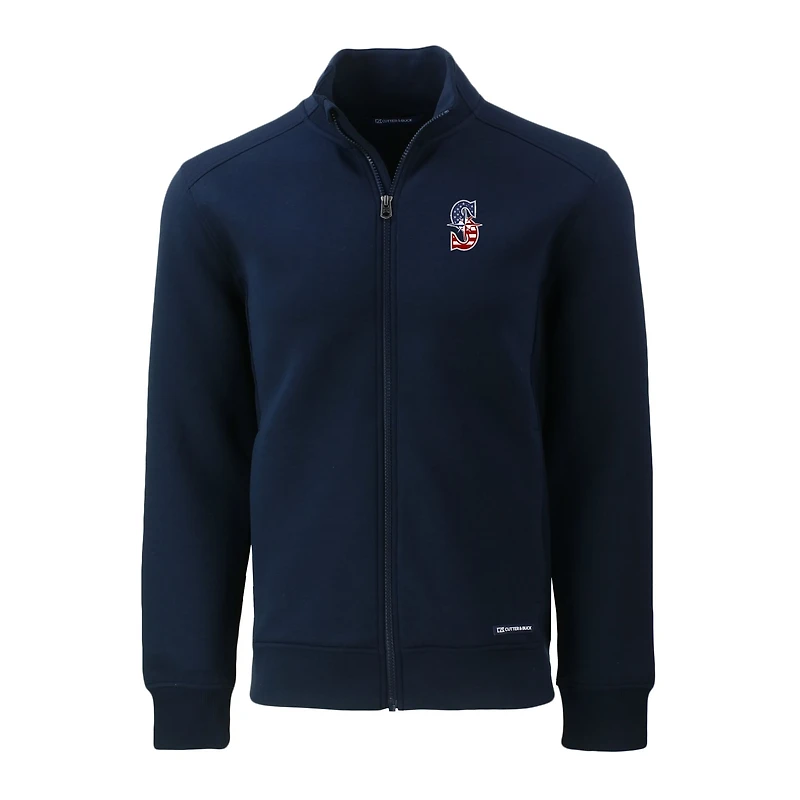Veste zippée intégrale recyclée pour homme, bleu marine, motif étoiles et rayures Roam des Seattle Mariners, Cutter & Buck