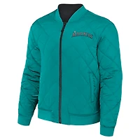 Men's Darius Rucker Collection by Fanatics Black/Teal Seattle Mariners Reversible Full-Zip Bomber Jacket