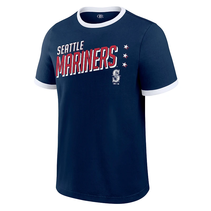 Men's Darius Rucker Collection by Fanatics  Navy Seattle Mariners Americana Washed Ringer T-Shirt