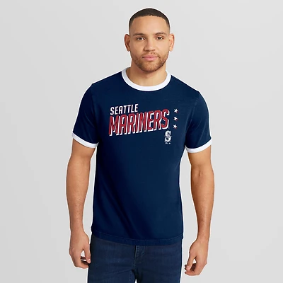 Men's Darius Rucker Collection by Fanatics Navy Seattle Mariners Americana Washed Ringer T-Shirt