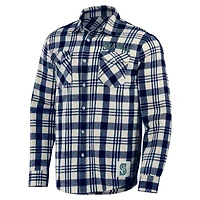 Men's Darius Rucker Collection by Fanatics Navy Seattle Mariners Plaid Flannel Button-Up Shirt