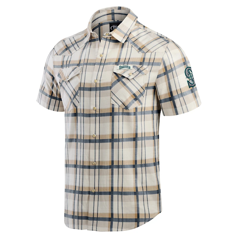 Men's Darius Rucker Collection by Fanatics Navy Seattle Mariners Plaid Full-Snap Shirt