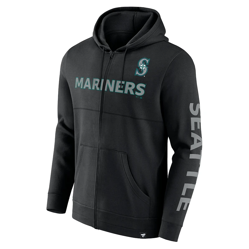 Sweat à capuche noir entièrement zippé Fanatics pour hommes Seattle Mariners Ace