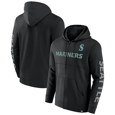 Sweat à capuche noir entièrement zippé Fanatics pour hommes Seattle Mariners Ace