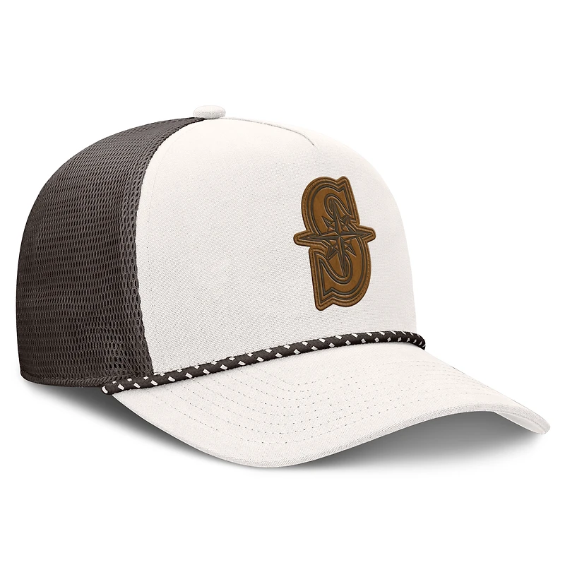 Men's Fanatics Cream/Brown Seattle Mariners Level Up Bronco Adjustable Trucker Hat