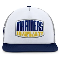 Men's Fanatics Gray/White Seattle Mariners Cranked Foam Front Patch Trucker Adjustable Hat
