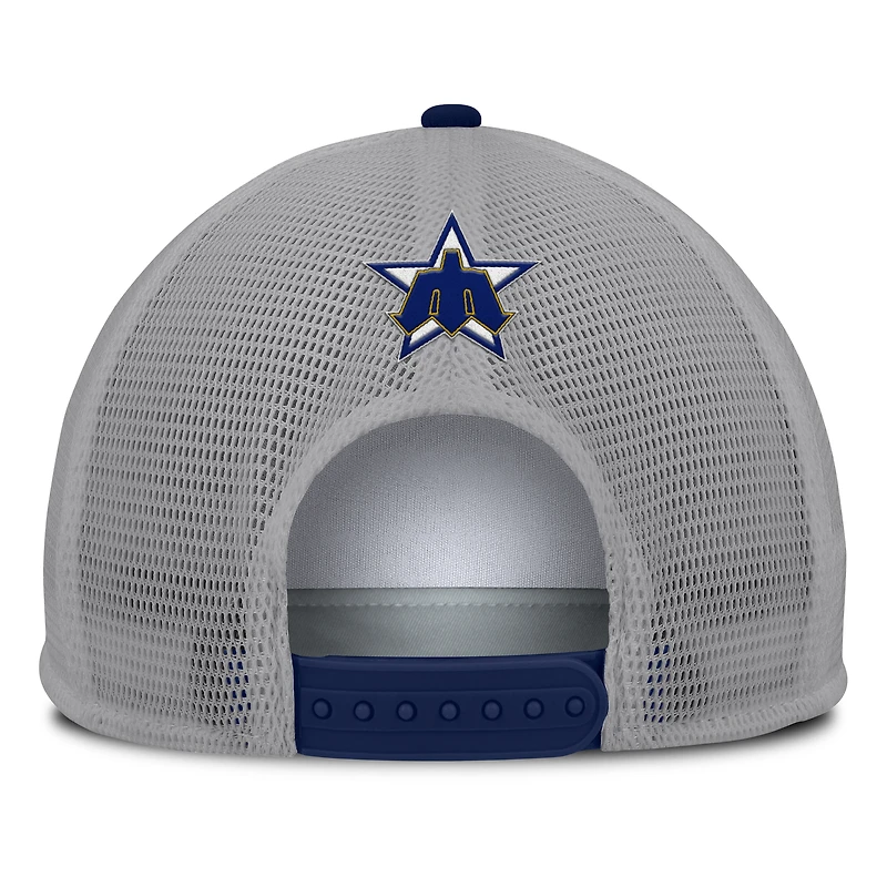 Men's Fanatics Gray/White Seattle Mariners Cranked Foam Front Patch Trucker Adjustable Hat