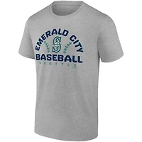 Men's Fanatics Heathered Gray Seattle Mariners Iconic Go for Two T-Shirt