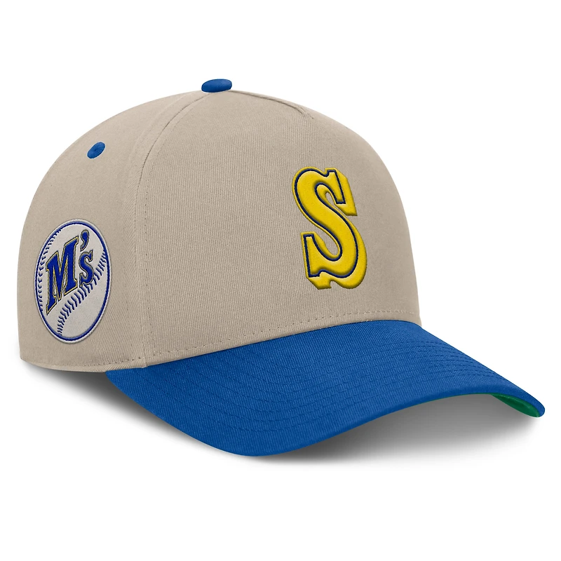 Men's Fanatics Khaki/Royal Seattle Mariners Veteran A-Frame Adjustable Hat