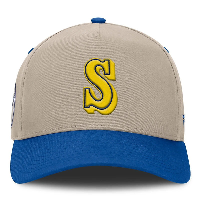 Casquette ajustable Fanatics kaki/royale Seattle Mariners Veteran A-Frame pour homme