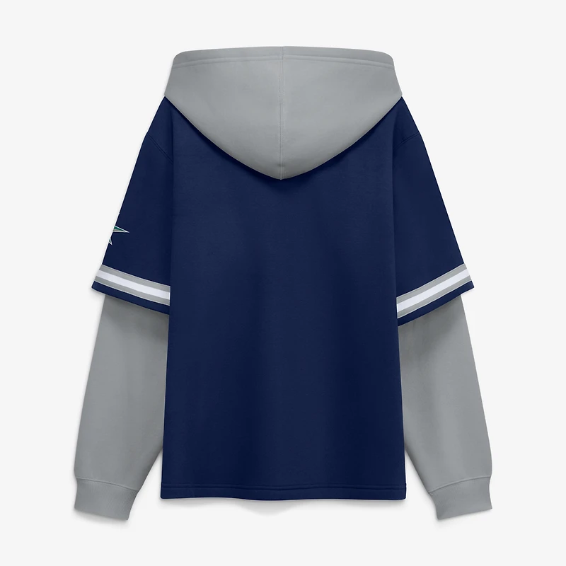 Men's Fanatics Navy/Gray Seattle Mariners Oversized Fire Speed​ Layered Hoodie
