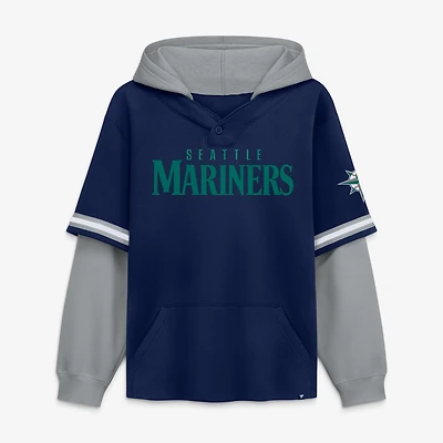 Men's Fanatics Navy/Gray Seattle Mariners Oversized Fire Speed​ Layered Hoodie