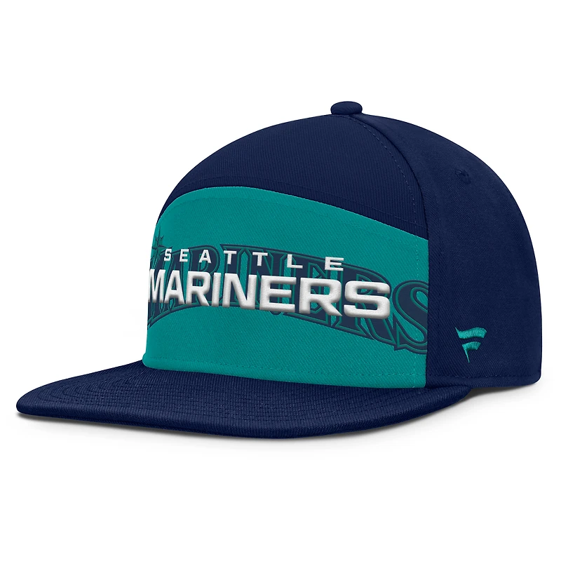 Casquette Snapback Fanatics bleu marine/bleu sarcelle pour homme des Seattle Mariners Clubhouse Splitter