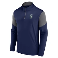 Men's Fanatics Navy Seattle Mariners Logo Quarter-Zip Top