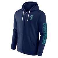 Men's Fanatics Navy Seattle Mariners Offensive Line Up Lightweight Full-Zip Hoodie