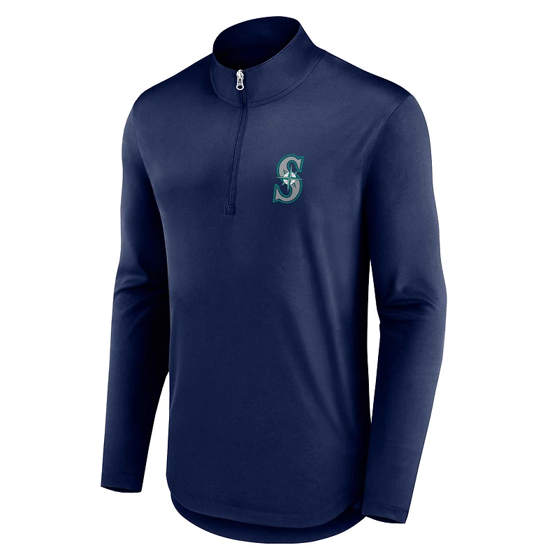 Men's Fanatics Navy Seattle Mariners Quarterback Quarter-Zip Top