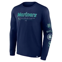T-shirt à manches longues Fanatics Navy Seattle Mariners Strike the Goal pour hommes