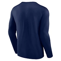 T-shirt à manches longues Fanatics Navy Seattle Mariners Strike the Goal pour hommes