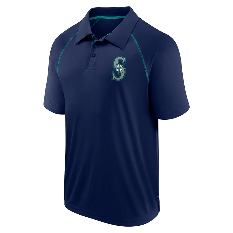 Polo raglan Strong Alone des Seattle Mariners Fanatics pour hommes, bleu marine