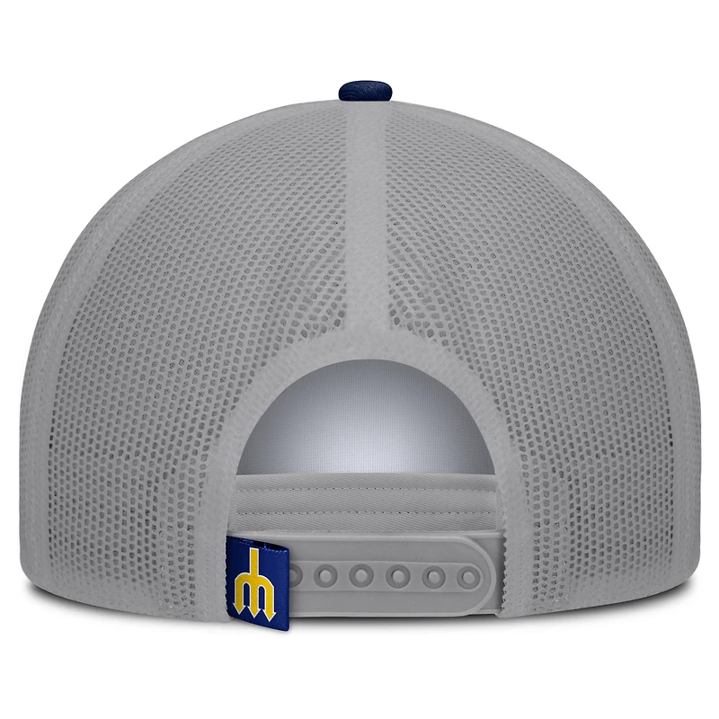 Men's Fanatics White/Navy Seattle Mariners Designated A-Frame Foam Front Trucker Adjustable Hat