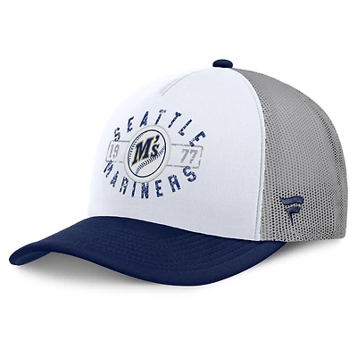 Men's Fanatics White/Navy Seattle Mariners Designated A-Frame Foam Front Trucker Adjustable Hat