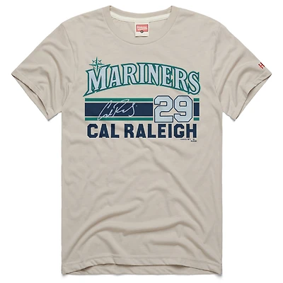 Men's Homage Cal Raleigh Stone Seattle Mariners Signature Name & Number Tri-Blend T-Shirt