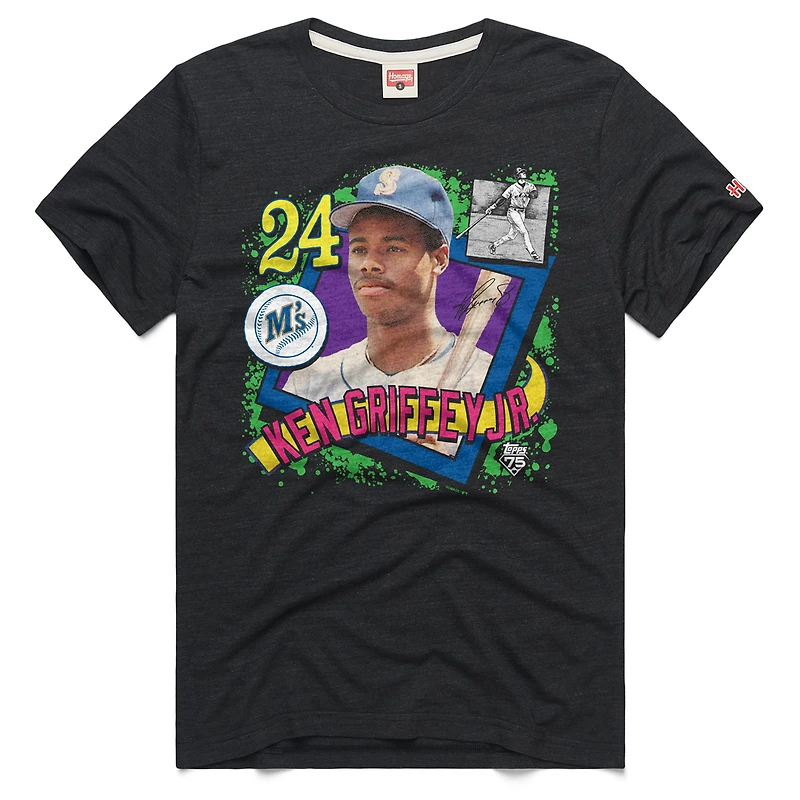 T-shirt graphique Topps 75 Remix, hommage à Ken Griffey Jr., Seattle Mariners, couleur anthracite