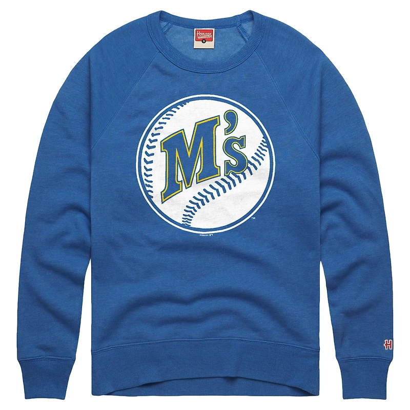Men's Homage Royal Seattle Mariners Cooperstown Collection Raglan Tri-Blend Sweatshirt