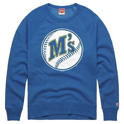 Men's Homage Royal Seattle Mariners Cooperstown Collection Raglan Tri-Blend Sweatshirt