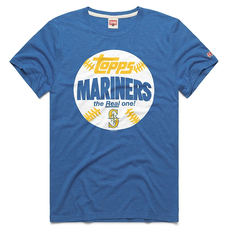 Men's Homage  Royal Seattle Mariners MLB x Topps Baseball The Real One Tri-Blend T-Shirt