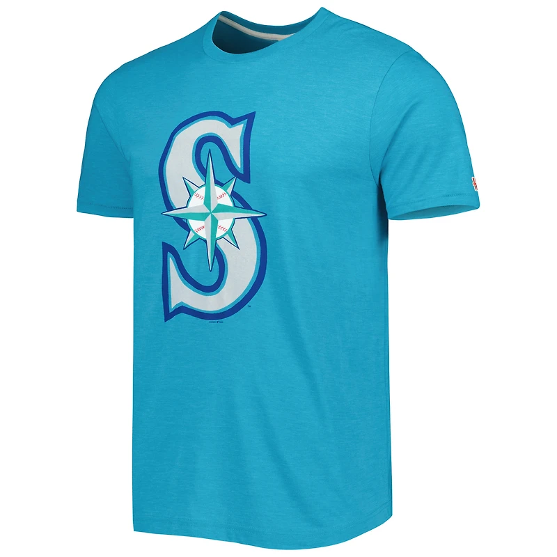 Men's Homage  Teal Seattle Mariners Hand Drawn Logo Tri-Blend T-Shirt